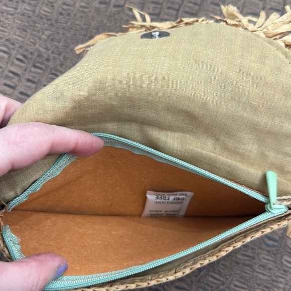 THINK INK Tan Woven Fringe Clutch Bag Eco Friendly Recycled Paper Boho Pouch - Picture 7 of 11